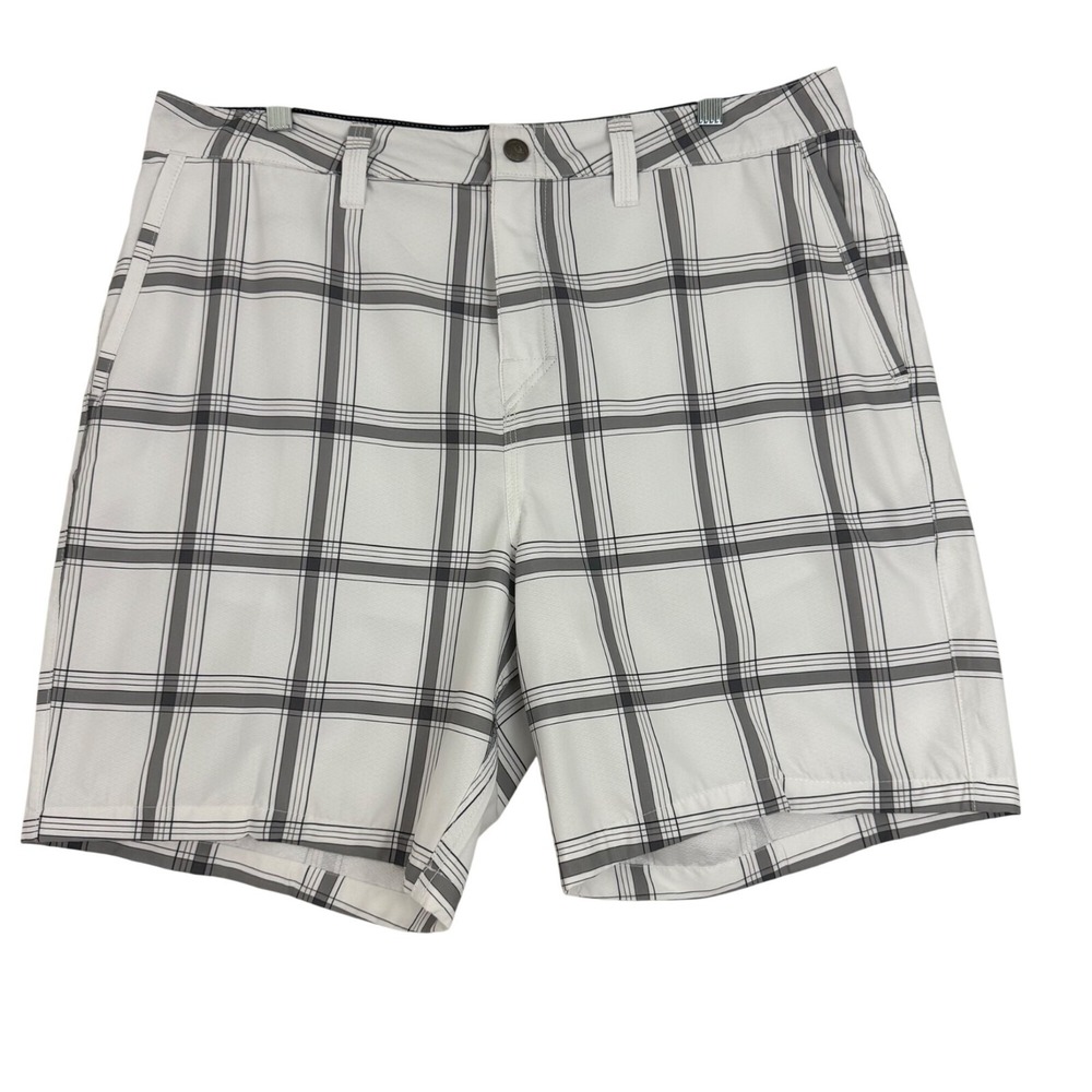 Quiksilver Hybrid Shorts Mens 36 White Plaid‎ Amphibians Board Shorts Stretch